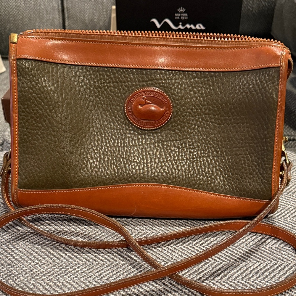 Dooney & Bourke Brown and Green Leather Crossbody Bag